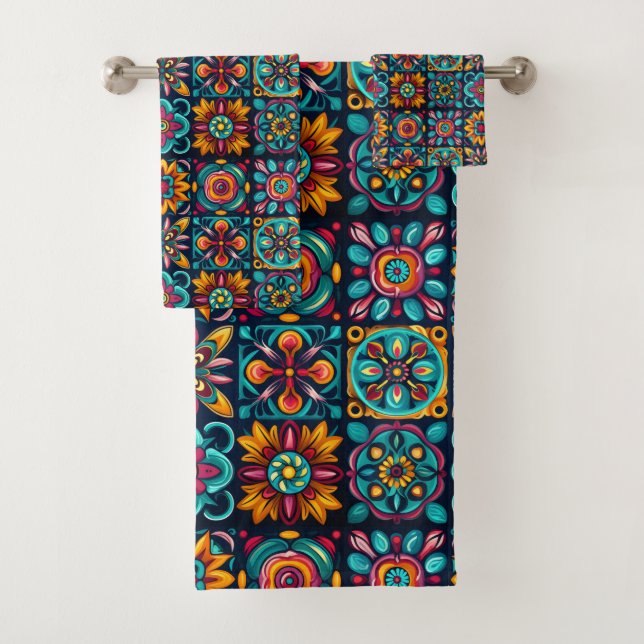 Conjunto De Toalhas Mosaico Mistura Floral (Insitu)