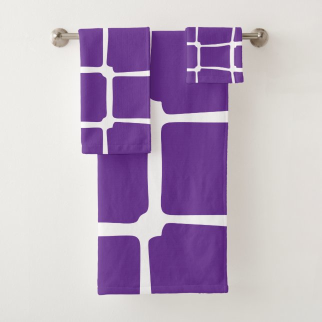 Conjunto De Toalhas Mosaico Púrpura Uneven Squares (Insitu)