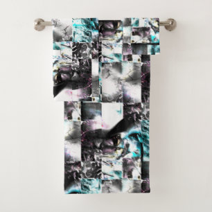 Conjunto De Toalhas Mosaico quadrado de texturas confusas em prata a c