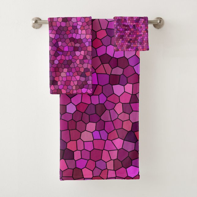 Conjunto De Toalhas Mosaico Roxo Rosa  (Insitu)