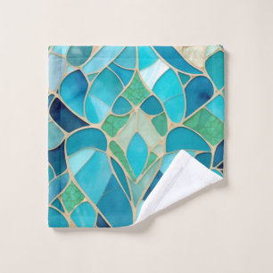 Conjunto De Toalhas Mosaico Turquoise Abstrato