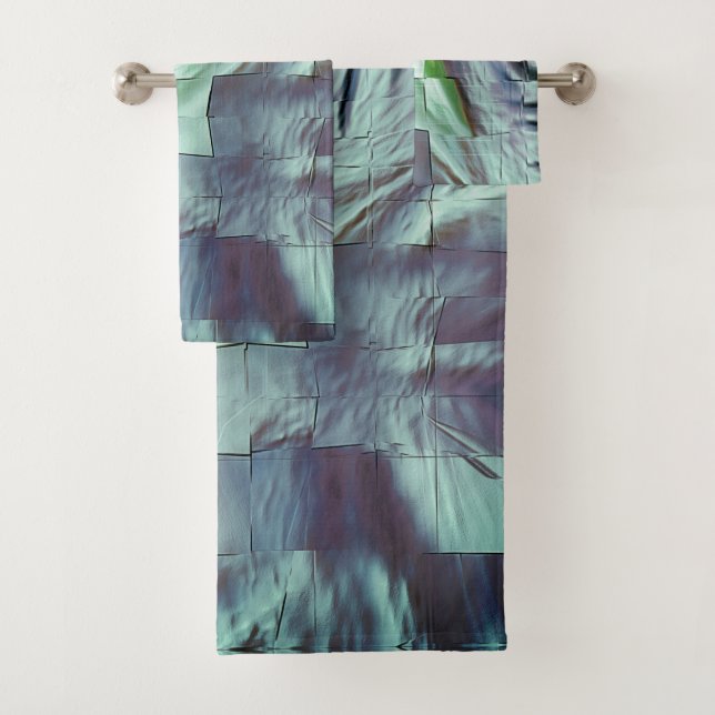 Conjunto De Toalhas Mosaico verde acinzentado com esculpido macio e ce (Insitu)