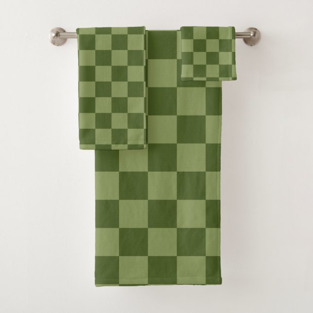 Conjunto De Toalhas Moss Green Checkerboard (Insitu)