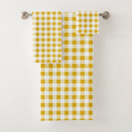 Conjunto De Toalhas Mostarda Russa moderna - Yellow Gingham Checks