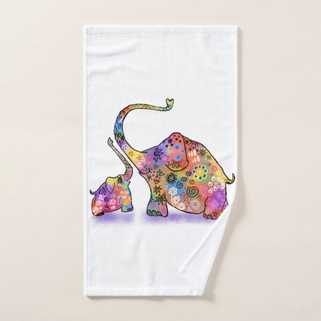 Conjunto De Toalhas Mother and Baby Elephant Bath Towels Love (Toalha de mão)