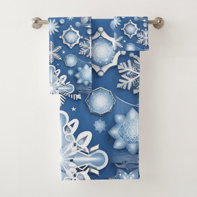 Conjunto De Toalhas Motif Floco de Neve Azul-Gelo (Insitu)