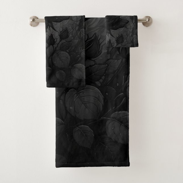 Conjunto De Toalhas Motif Rosas Preto (Insitu)