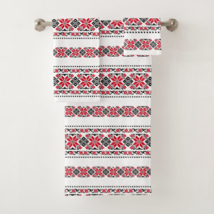 Conjunto De Toalhas Motif Tradicional Romeno "As Estrelas"