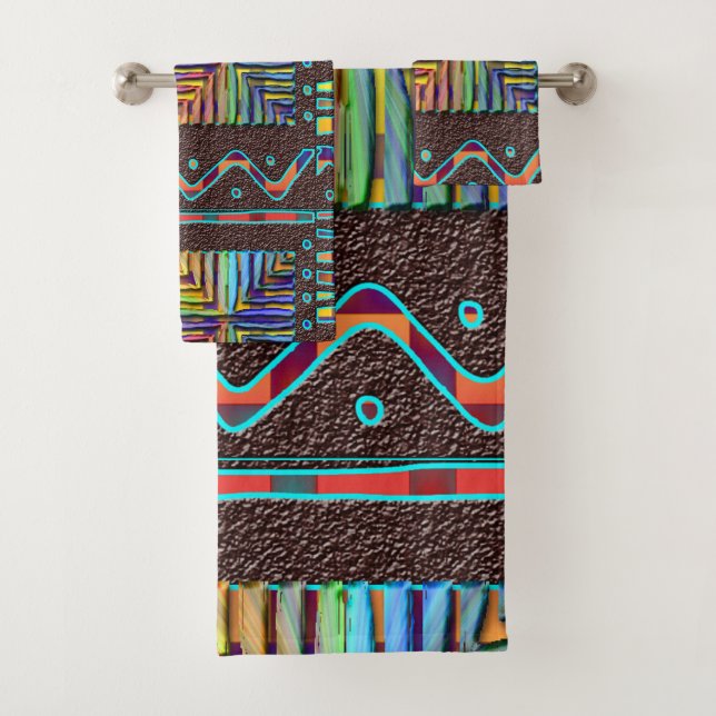 Conjunto De Toalhas Motif Tribal abstrato africano (Insitu)