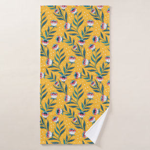 Conjunto De Toalhas Motivo Floral Elegante com Pontos e Folhas Verdes