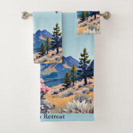 Conjunto De Toalhas Mountain Cabin Personalize Text Vacation Home