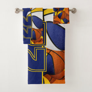 Conjunto De Toalhas Muitas bolas de basquete nome de atleta personaliz