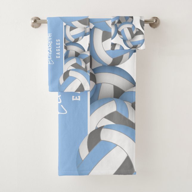 Conjunto De Toalhas Muitas bolas de volleybolas chamam atleta cinza az (Insitu)