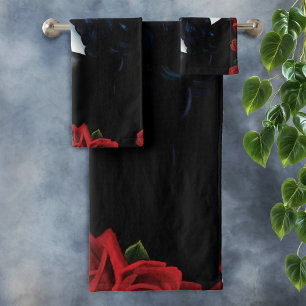 Conjunto De Toalhas Mulher Caveira de Açúcar Retrato Gótico de Rosas P