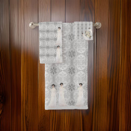 Conjunto De Toalhas Mulher Deluxe em Serena Klimt Branca