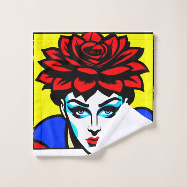 Conjunto De Toalhas mulher e flor bonitinha de pop art (Pano de lavar)