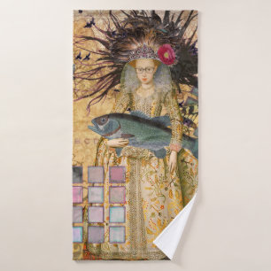 Conjunto De Toalhas Mulher Peixes Vintage Gótico Clássico