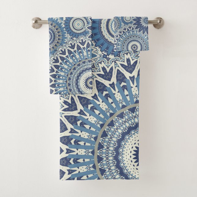 Conjunto De Toalhas Multi Blue Boho Mandalas (Insitu)