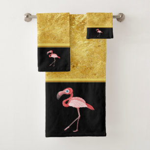Conjunto De Toalhas Multi flamingos cor-de-rosa da cor com olhos azuis