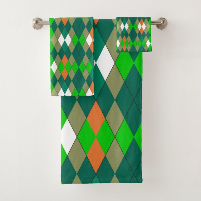Conjunto De Toalhas Multicolor geometric pattern rhombuses minimalism (Insitu)