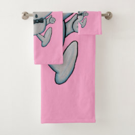 Conjunto De Toalhas Mumbos Divertidos Pintados Brancos Laranja Nose Br