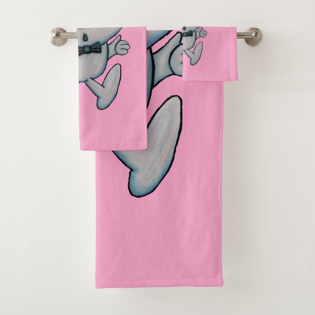 Conjunto De Toalhas Mumbos Divertidos Pintados Brancos Laranja Nose Br (Insitu)