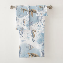Conjunto De Toalhas Mundo Subaquático Caprichoso – Padrão de Criaturas