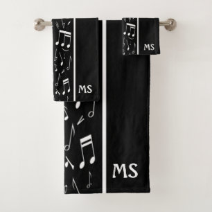 Conjunto De Toalhas Música preto e branco contemporânea temático