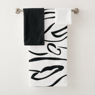 Conjunto De Toalhas Mydeas   Linhas Pintadas Pintadas A Preto E Branco
