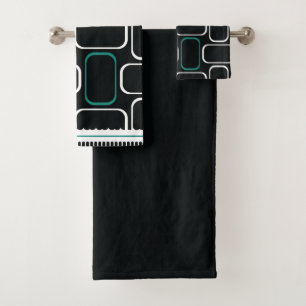 Conjunto De Toalhas Mydeas Retângulos de Cano Preto e Escuro Branco