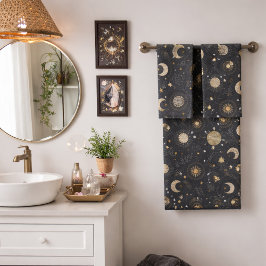 Conjunto De Toalhas Mystical Celestial Moon Pattern
