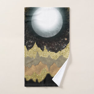 Conjunto De Toalhas Mystical Moon Dourado Mountures Landscape Modern G