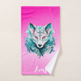 Conjunto De Toalhas Mystical Wolf | Turquesa Elegante e Lobo Rosa