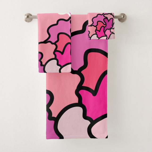 Conjunto De Toalhas Na Arte Geométrica Do Meio século Rosa (Insitu)