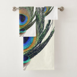 Conjunto De Toalhas Na moda Chic Blue Peacock Feather