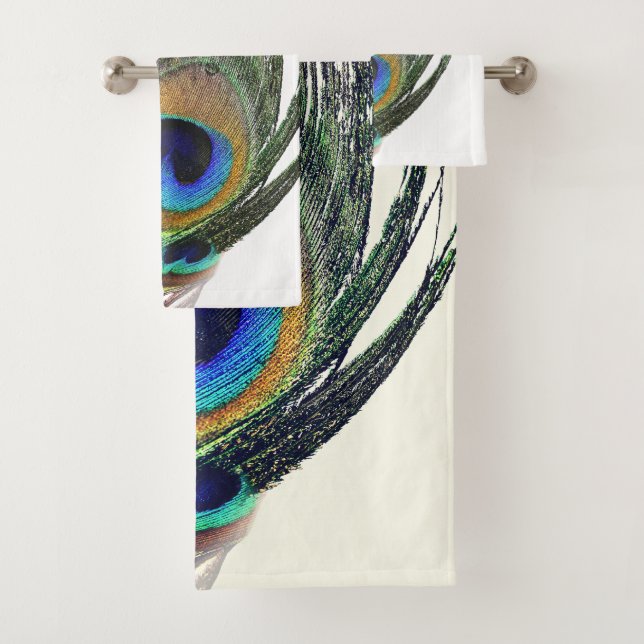 Conjunto De Toalhas Na moda Chic Blue Peacock Feather (Insitu)