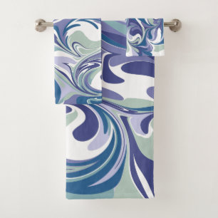 Conjunto De Toalhas Na moda de espiral abstrato Azul Marble Personaliz