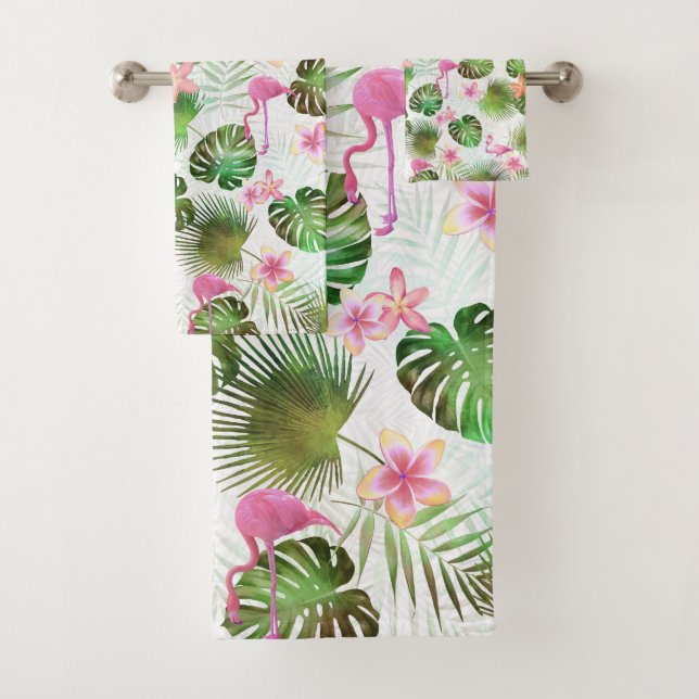 Conjunto De Toalhas Na moda e Flamingos, design tropical (Insitu)