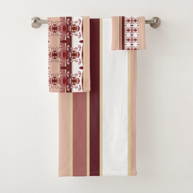 Conjunto De Toalhas Na moda Floral Padrão E Stripe (Insitu)