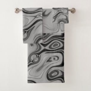 Conjunto De Toalhas Na moda Home Decor Cinza Cinza e Contorno Preto