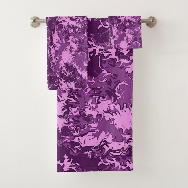 Conjunto De Toalhas Na moda Liquid Abstrato de Arte Roxo (Insitu)