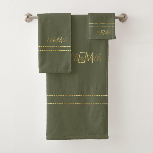 Conjunto De Toalhas Na moda Mínimo Moderno Verde Dourado (Insitu)