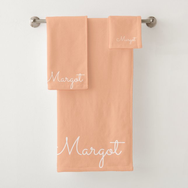 Conjunto De Toalhas Na moda monograma de pêssego moderno (Insitu)