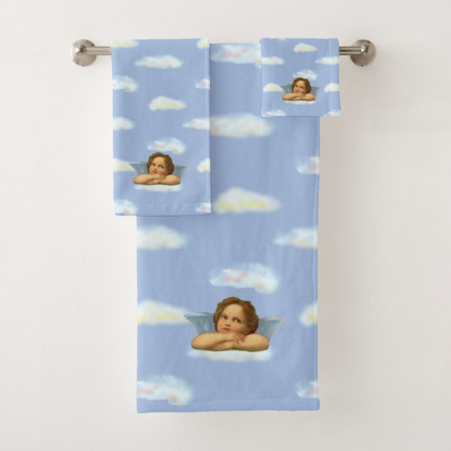 Conjunto De Toalhas Na moda Raphael Cherub no Sky Blue Bath Totoset (Insitu)