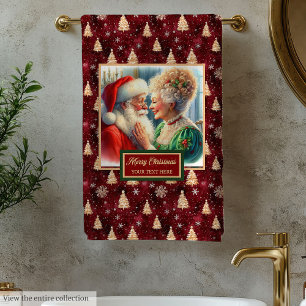 Conjunto De Toalhas Na moda, Sr. e Sra. Claus Red Festivo Bath Towel