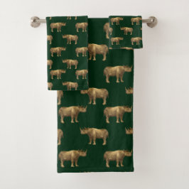 Conjunto De Toalhas Na moda Verde Dourado Rhino
