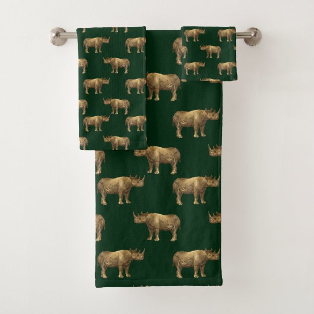 Conjunto De Toalhas Na moda Verde Dourado Rhino (Insitu)