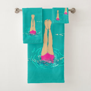 Conjunto De Toalhas Nadadores Artísticos - Nadando Sob Água