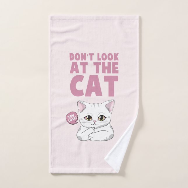 Conjunto De Toalhas Não olhe para o gato - Gato Branco Engraçado (Toalha de mão)