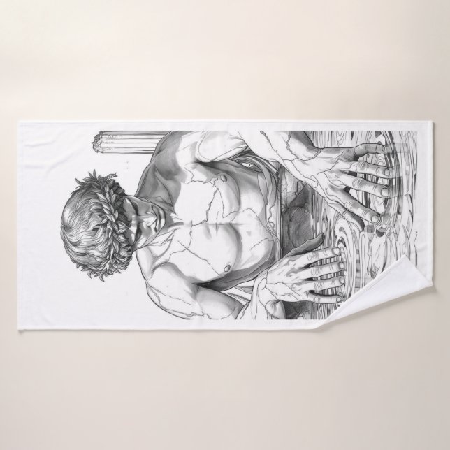 Conjunto De Toalhas Narcissus Myth Minimalist Line Art Beach Towel (Toalha de Banho)